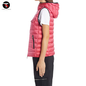 Haute qualité femmes fermeture éclair sans manches coupe-vent bouffant gilet coton doublure respirant longue durée veste multi-poches tricoté - Product Image 4