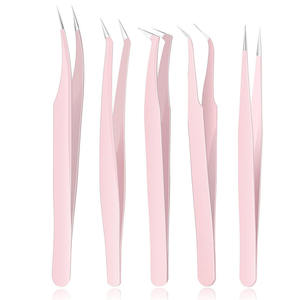 Lot de 5 pinces à épiler pour extensions de cils en acier de différentes couleurs - Product Image 2