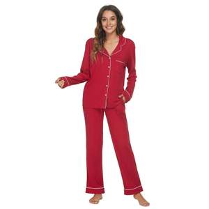 Pigiama da donna con maniche lunghe pantaloni in vita elastica morbidi e traspiranti con motivo di carattere per la casa comode tasche taglie-solo L - Product Image 2