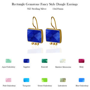 925 argent Sterling Turquoise pierre précieuse Rectangle forme concepteur boucles d'oreilles or Vermeil boucles d'oreilles femmes cadeau de mariage - Product Image 6