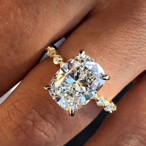 Lab Grown Radiant Cut Diamond Engagement Ring 18K <b>Solid</b> Gold IGI Certificate Luxury Halo Pave Design Exclusive Gift Ring for - Product Image 1