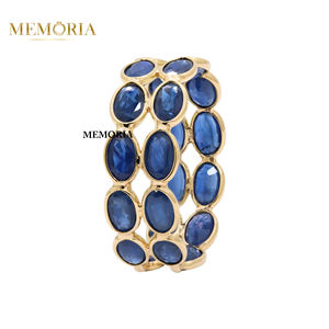 แหวนแหวนสวมนานและเป็นประกายสำหรับผู้หญิงแหวนทองคำสีเหลือง18K รูปวงรีทำด้วยมือสองแถวสำหรับผู้หญิงของขวัญเครื่องประดับน่ารัก - Product Image 5