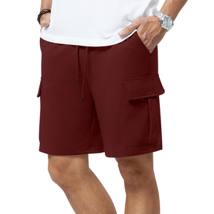 2025, venta al por mayor, pantalones cortos Cargo sólidos para hombre, cintura elástica, bolsillo para correr informal, logotipo personalizado, algodón, estilo callejero, transpirable, rápido - Product Image 3