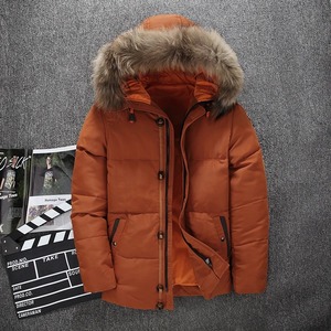 Veste d'hiver pour homme avec capuche en fausse fourrure Parka épaisse coupe-vent col montant longue marque-vêtements vêtements d'extérieur Style décontracté - Product Image 2