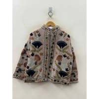 Blouson Bomber en Coton Écologique Style Sozni, Motif Chevron Rose Pâle Botanique, Léger, Design Universitaire, Printemps, Logo Personnalisé, Prairie