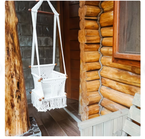 Toddler <b>Hammock</b> Chair Macrame Twin Baby Swing DYAED COTTON HANDMADE NATURAL Baby Swing Set Style Color Baby Bedside Sleeper - Product Image 4