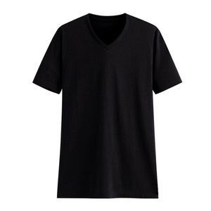 Chemises sexy unies personnalisées pour hommes 100% T-shirt à col en V en coton pour hommes et jeunes garçons élégants et bien ajustés - Product Image 3
