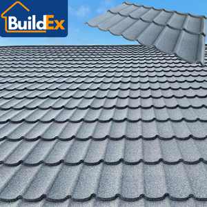 Venta caliente gris claro galvanizado <span class=keywords><strong>Tudor</strong></span> piedra recubierta teja Fácil instalación estructura robusta para <span class=keywords><strong>casa</strong></span> de África - Product Image 1