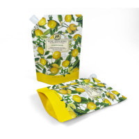 Pochette à bec verseur jetable en PE avec impression personnalisée, 1L, pour détergent liquide, avec fermeture éclair et buse étanche, pour soins personnels