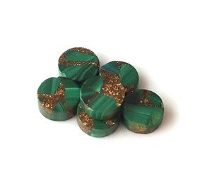 แผ่นกลมทรงหลวมทั้งสองด้านทำจากทองแดงมาลาไคต์ขนาด5-20มม. แผ่นขัดในสไตล์ธรรมชาติ - Product Image 5
