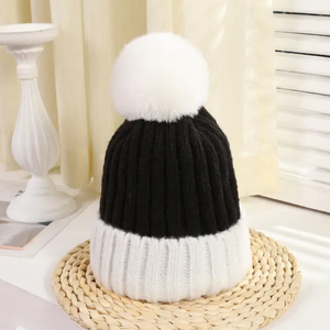 Style Européen Américain À La Mode Bonnet Doux Automne Hiver Boule De Fourrure Chapeau Couleur Correspondant Femmes Unisexe Designer Logo - Product Image 4