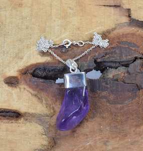 Diseñador hecho a mano 925 colgante de plata esterlina estilo Vintage amatista áspera joyería de piedras preciosas para mujeres - Product Image 4