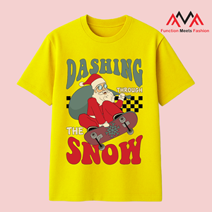 T-shirt imprimé graphique pour homme FMF, streetwear décontracté, vêtements de plage, jaune, manches courtes, 65% coton + 35% élasthanne - Product Image 1