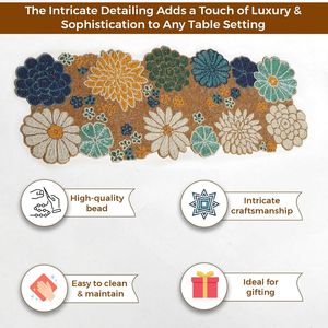 Sous-verre carré en verre fait main de 14 pouces, écologique, style américain, élégant, perlé, vert, pour la cuisine et la maison - Product Image 4