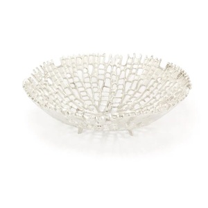 Conception de coupe en cuir antique corbeille de fruits métal aluminium couleur argent forme de cercle utiliser maison et restaurant avec logo personnalisé - Product Image 2