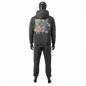 Survêtement en coton 100% personnalisé, deux pièces, sweat-shirt surdimensionné pour homme, molleton français, impression surdimensionnée, survêtement pour homme - Product Image 4