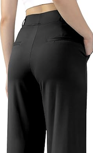 Pantalones de Trabajo Casuales de Negocios para Mujer, de Pierna Ancha y Recta, con Bolsillos, para Oficina - Product Image 5