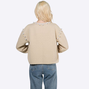 Jersey personalizado para mujer, sudadera, fabricantes de ropa, ropa de moda, jersey con capucha, sudaderas con capucha de perlas de manga larga - Product Image 2