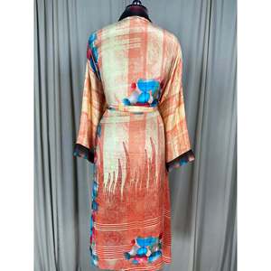 Recycled Silk Sari Women's Kimono Boho Chic <b>Beach</b> Cover Dress Vintage Lounge <b>Robe</b> for Resort Wear Elegant Gypsy House <b>Robe</b> - Product Image 4