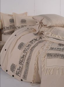 Hitite Pattern 200x220 Funda nórdica y 160x200 + 30 Juego de sábanas bajeras 4 Fundas De Almohada-Ropa de cama de algodón de 6 piezas para uso doméstico o de boda - Product Image 3