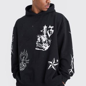 ชุดวอร์มสองชิ้นเสื้อมีฮู้ดและกางเกงจ็อกเกอร์สีดำเสื้อผ้าแนวสตรีทสุดอินเทรนด์ออกแบบได้ตามต้องการ - Product Image 5