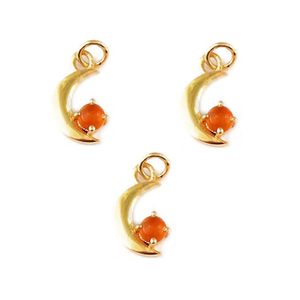 4mm Carnelian Cabochon 18K Gold Vermeil 925 Sterling Silver Pendant Crescent Shape Rhodium Plating Prong Fine Pendants <b>Charms</b> - Product Image 1