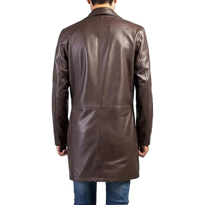 Abrigo de Cuero Casual de Moda, Nuevo, de Cuero Puro, Suave, Largo, para Hombre - Product Image 2
