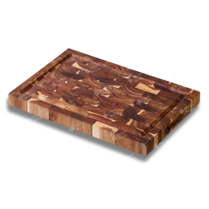 Tabla de cortar OEM-Grabado sin grabados-Bloque rectangular de grano de extremo de madera Premium ACACIA-Juego de tablero de cocina duradero - Product Image 1
