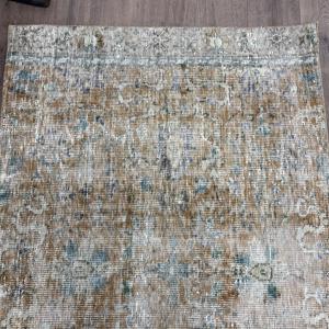 Tapis d'appoint vintage 3,6x5,5 pieds, tapis oriental brun bleu en laine - Product Image 4