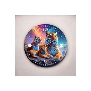 Tiger-Themed 50cm Mesa silenciosa de madera Reloj de pared Impresión en color Animal Patrón Regalo - Product Image 3