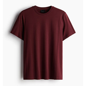 250gsm 100% algodón lavado con ácido color granate hombres Regular Fit Formal sólido peso pesado camiseta - Product Image 1