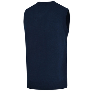 High Quality 100% Cotton Navy Plain V-Neck Sleeveless <b>Sweater</b> Customizable Winter Outfit-Breathable Anti-Wrinkle - Product Image 3
