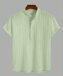 Camisetas informales con cuello en V para hombre, tela tejida de diseño sólido, 200 gramos de peso - Product Image 1