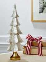 Ensemble en métal antique en laiton de 3 arbres de Noël en forme de cône simples pour la décoration de Noël dessus de table utilisé