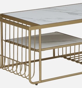 โต๊ะโชว์หินอ่อนขนาดใหญ่ในห้องนั่งเล่นโต๊ะโลหะทันสมัยโต๊ะวางกลางโต๊ะข้างโซฟาสำหรับตกแต่งบ้าน - Product Image 4