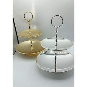Support à gâteau en métal or rose, présentoir rond pour desserts, décoration de table de mariage, plateau à pâtisserie, support à gâteau géométrique - Product Image 5