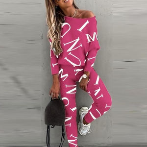 Survêtement d'hiver de maternité écologique grande taille pour femmes ensemble 2 pièces décontracté avec t-shirt à manches longues prix - Product Image 4