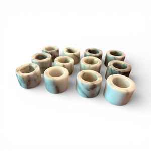 <b>White</b> Veined Marble Napkin Rings With Smooth Cylinder Shape For Elegant <b>Dining</b> <b>Table</b> Decor Unique - Product Image 1