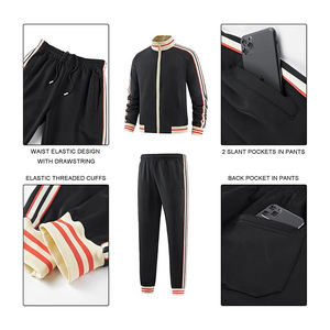 Conjunto deportivo para hombre con cremallera, chaqueta y pantalones de poliéster, transpirable, ligero, informal, para fitness y uso diario. - Product Image 5