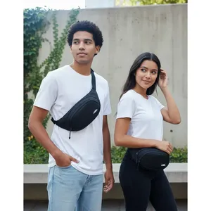Marsupio Sportivo Promozionale Unisex con Coulisse, 2 Scomparti e Tracolla Nera Regolabile - Product Image 6