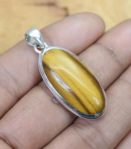 Cadeau de mariage parfait pour l'amour 925 pendentif en pierre précieuse oeil de tigre en argent Sterling pour les filles avec 925 bijoux pendentif estampillé - Product Image 5