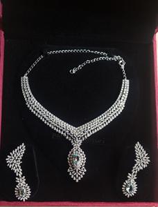 Collier Moissanite en argent 925 et boucles d'oreilles collier Aqua | Collier Moissanite blanche | Cadeau pour elle - Product Image 3