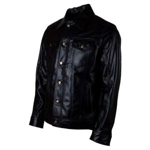 เสื้อหนังผู้ชายแบบลำลองกระดุมแถวเดียวเสื้อมีกระเป๋าระบายอากาศทรงโอเวอร์ไซส์โลโก้ตามสั่ง - Product Image 5