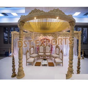 Mandap en bois rond ravissant pour mariage hindou décor de mariage Big Bash Mandap en bois London Most Stunning Indoor Wedding Mandap - Product Image 1