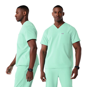 Ensembles de gommages médicaux pour hommes personnalisés de haute qualité respirant blanc à manches courtes uniformes d'infirmière tissu tricoté en Spandex doux - Product Image 3