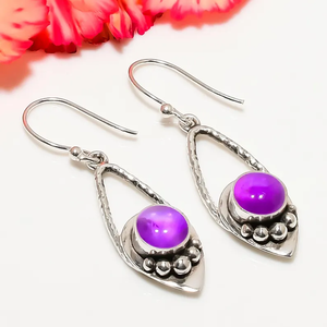 Prix usine direct violet améthyste pierre précieuse 925 en argent Sterling fait à la main goutte Dangle Designer boucle d'oreille cadeau pour elle - Product Image 3