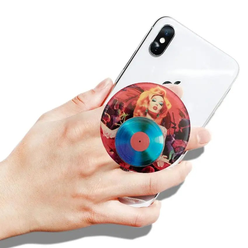 Novelty 2025 new mobile accessory custom spinning logo finger holder acrylic phone grip