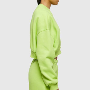 Sudadera corta con estilo exclusiva para mujer, sudadera cómoda de longitud corta con capucha para Yoga, gimnasio, logotipo frontal, temporada de invierno, servicio OEM - Product Image 3