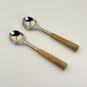 Juego de Cucharas para Helado de Acero Inoxidable de Calidad de Exportación con Mango de Madera para Vajilla de Hogar y Hotel, Juego de Cubiertos para Comer - Product Image 4