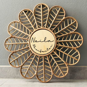 Tablero de pared de ratán decorativo, señal de nombre para decoración, logotipo de grabado personalizable y texto, precio de fábrica - Product Image 4